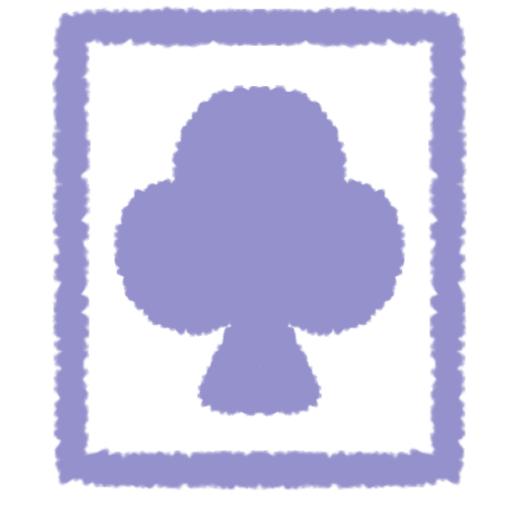 a light purple clubs on a white card with a light purple border